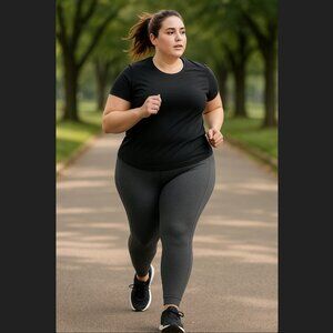 Reebok Lux Dark Gray Tight Legging Women's 3x 22W Plus Size SpeedWick Mid Rise